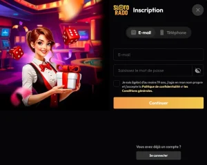 Slotorado Casino formulaire d’inscription avec création de compte par e-mail ou téléphone