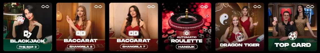 Slotorado Casino sélection de jeux en direct avec blackjack, baccarat, roulette, dragon tiger et top card
